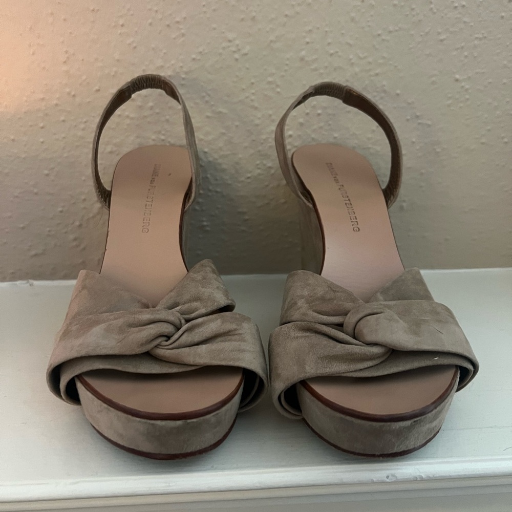 DVF Suede Nude Wedges
